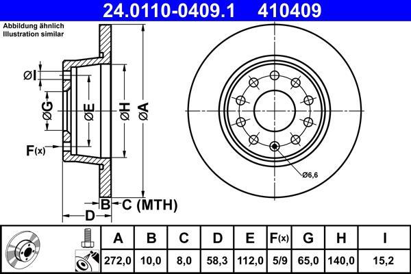 Disques de frein ATE ref. 24.0110-0409.1