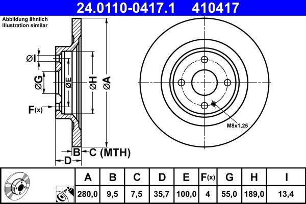 Disques de frein ATE ref. 24.0110-0417.1