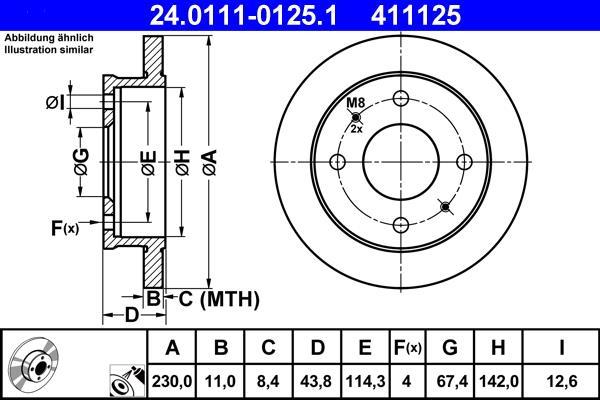 Disques de frein ATE ref. 24.0111-0125.1