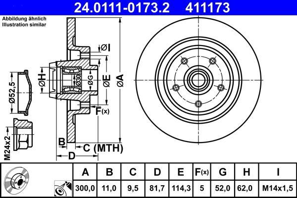 Disques de frein ATE ref. 24.0111-0173.2