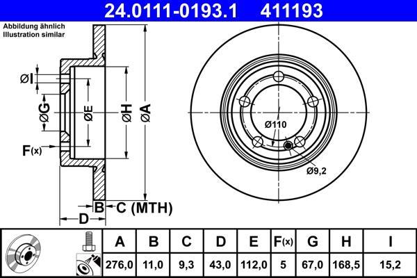 Disques de frein ATE 24.0111-0193.1