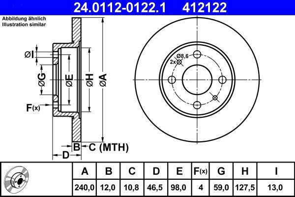 Disques de frein ATE ref. 24.0112-0122.1