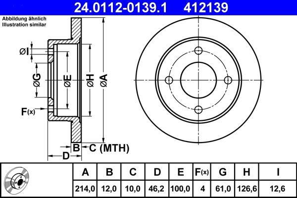 Disques de frein ATE ref. 24.0112-0139.1