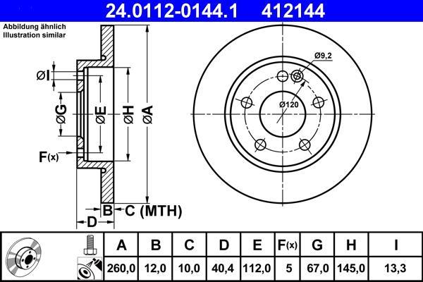 Disques de frein ATE ref. 24.0112-0144.1