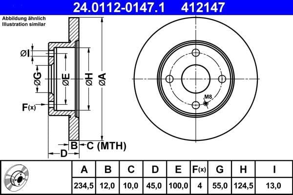 Disques de frein ATE ref. 24.0112-0147.1