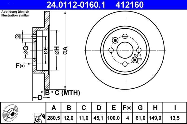 Disques de frein ATE 24.0112-0160.1