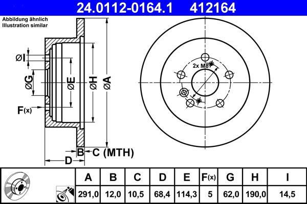 Disques de frein ATE ref. 24.0112-0164.1