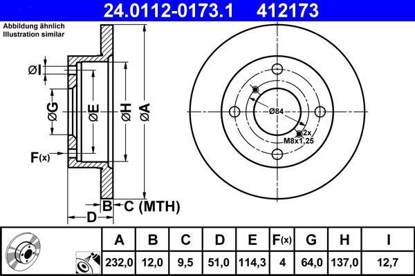 Disques de frein ATE ref. 24.0112-0173.1