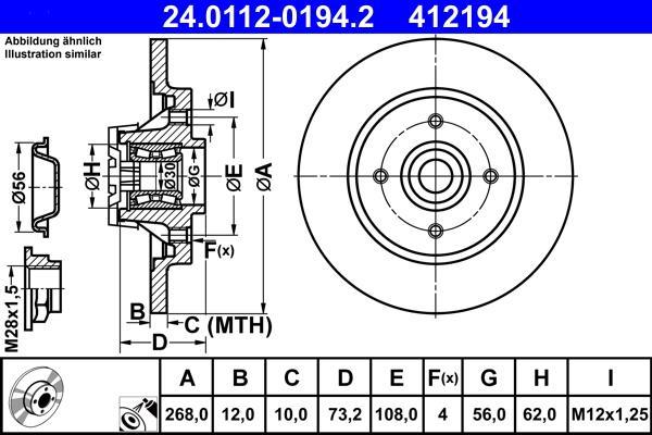 Disques de frein ATE ref. 24.0112-0194.2
