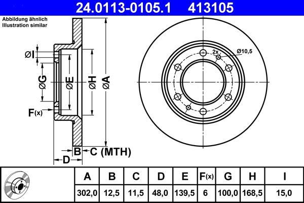 Disques de frein ATE ref. 24.0113-0105.1