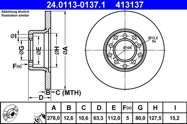 Disques de frein ATE ref. 24.0113-0137.1