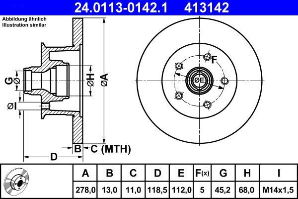 Disques de frein ATE ref. 24.0113-0142.1