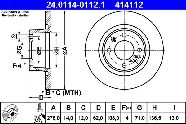 Disques de frein ATE ref. 24.0114-0112.1