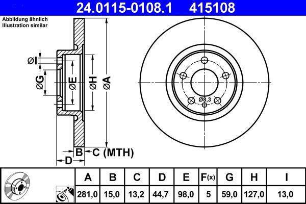 Disques de frein ATE ref. 24.0115-0108.1