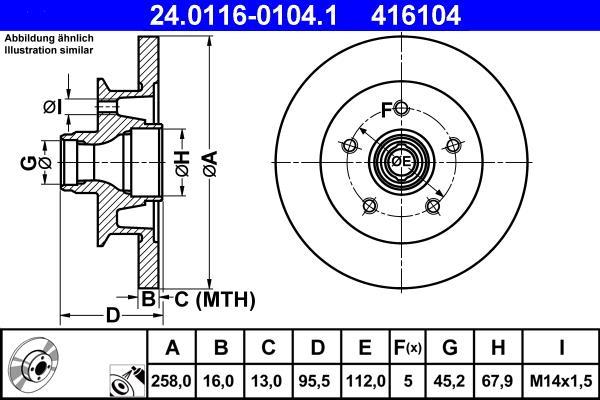 Disques de frein ATE ref. 24.0116-0104.1
