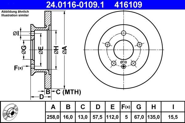 Disques de frein ATE ref. 24.0116-0109.1