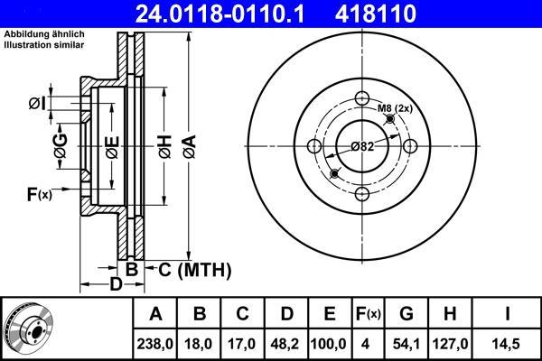 Disques de frein ATE ref. 24.0118-0110.1