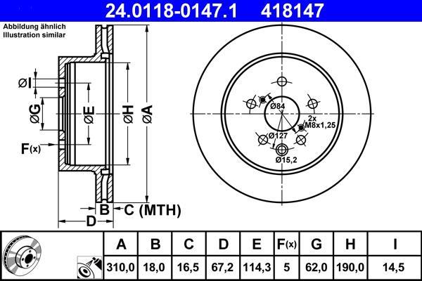 Disques de frein ATE ref. 24.0118-0147.1