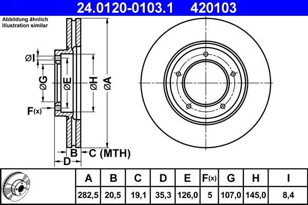 Disques de frein ATE ref. 24.0120-0103.1
