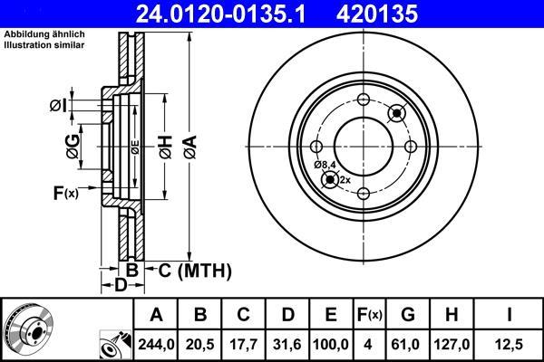 Disques de frein ATE ref. 24.0120-0135.1