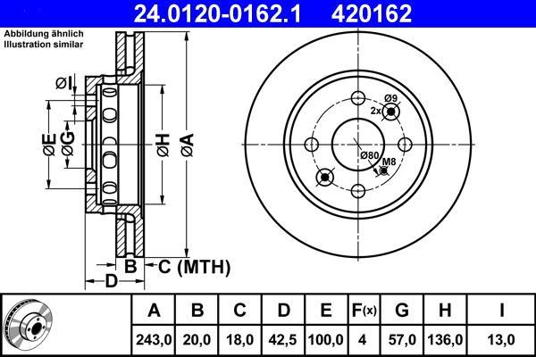 Disques de frein ATE ref. 24.0120-0162.1