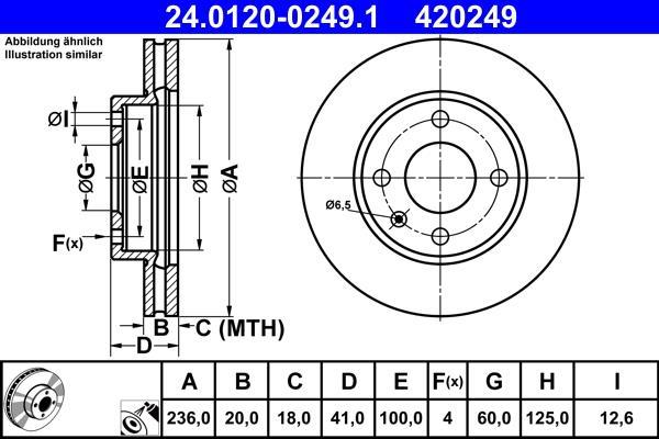 Disques de frein ATE ref. 24.0120-0249.1