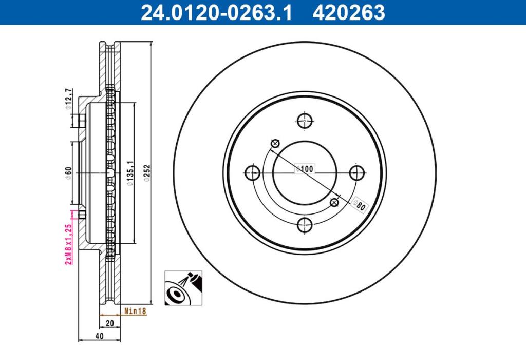 Disques de frein ATE ref. 24.0120-0263.1