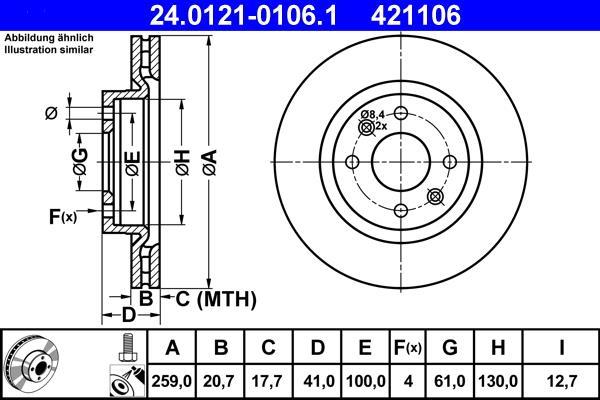 Disques de frein ATE ref. 24.0121-0106.1