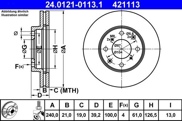 Disques de frein ATE ref. 24.0121-0113.1