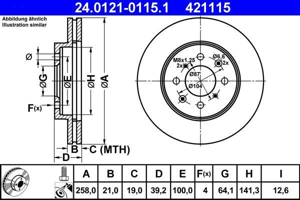 Disques de frein ATE ref. 24.0121-0115.1