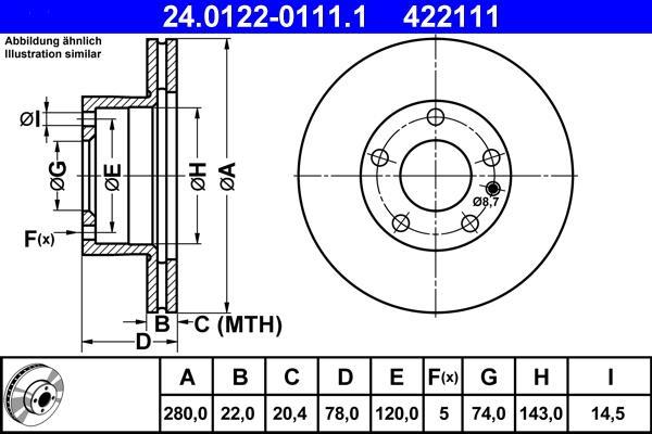 Disques de frein ATE ref. 24.0122-0111.1