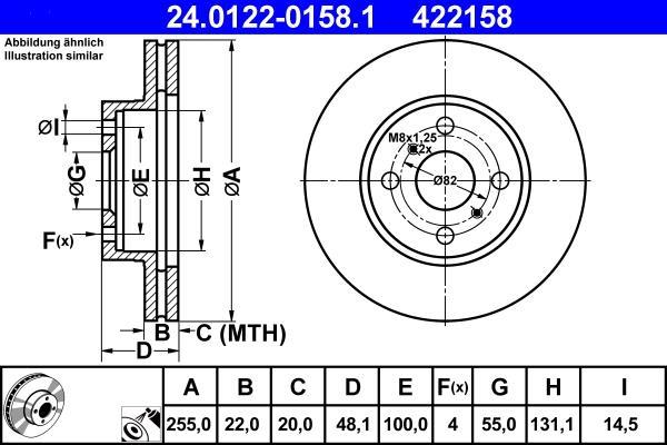 Disques de frein ATE ref. 24.0122-0158.1