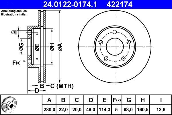 Disques de frein ATE ref. 24.0122-0174.1