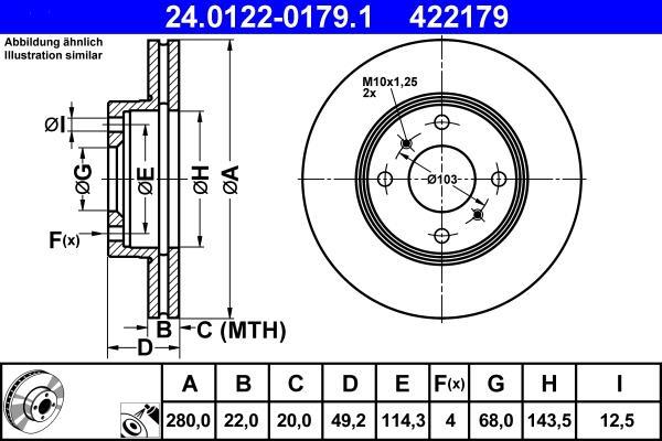 Disques de frein ATE ref. 24.0122-0179.1