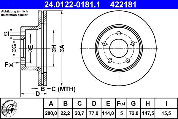 Disques de frein ATE ref. 24.0122-0181.1