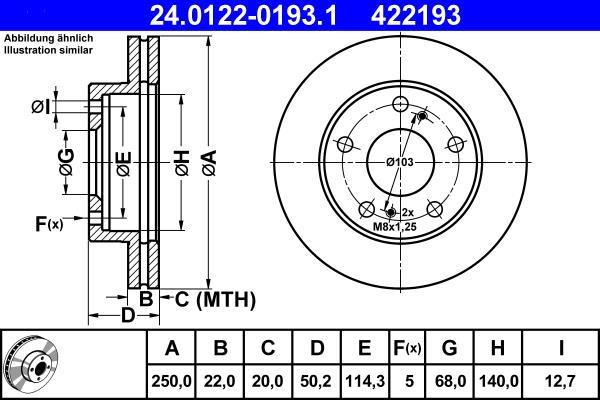 Disques de frein ATE ref. 24.0122-0193.1