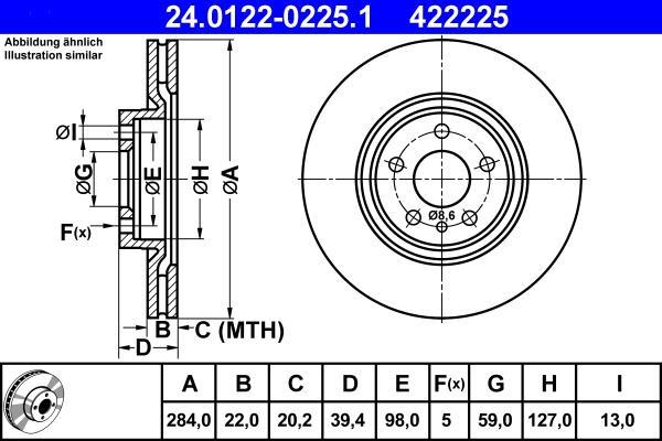 Disques de frein ATE ref. 24.0122-0225.1