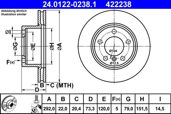 Disques de frein ATE ref. 24.0122-0238.1