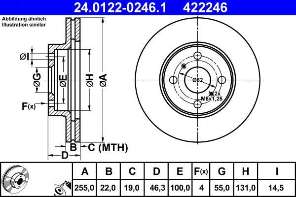 Disques de frein ATE ref. 24.0122-0246.1