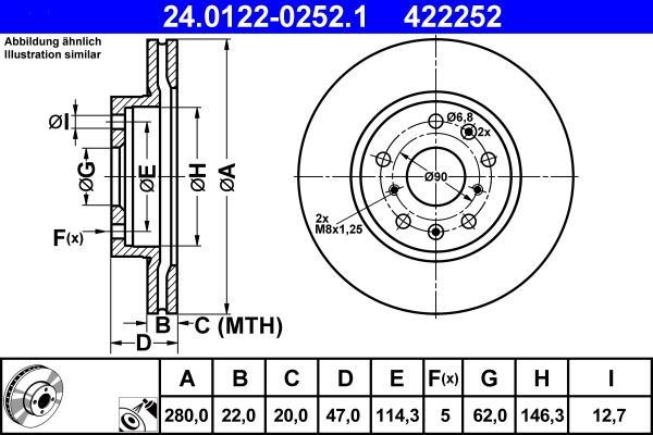 Disques de frein ATE ref. 24.0122-0252.1