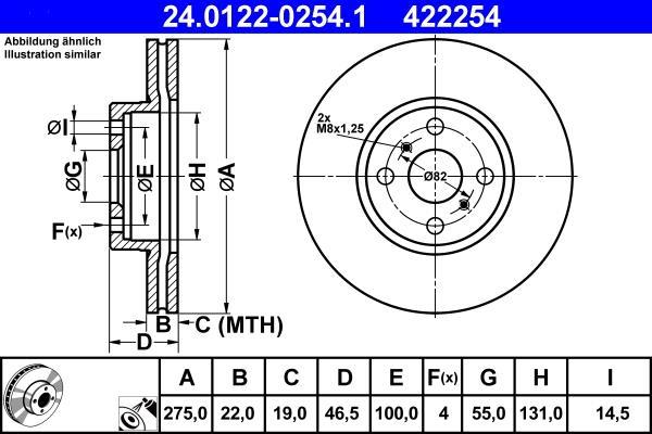 Disques de frein ATE ref. 24.0122-0254.1