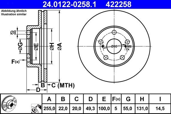 Disques de frein ATE ref. 24.0122-0258.1