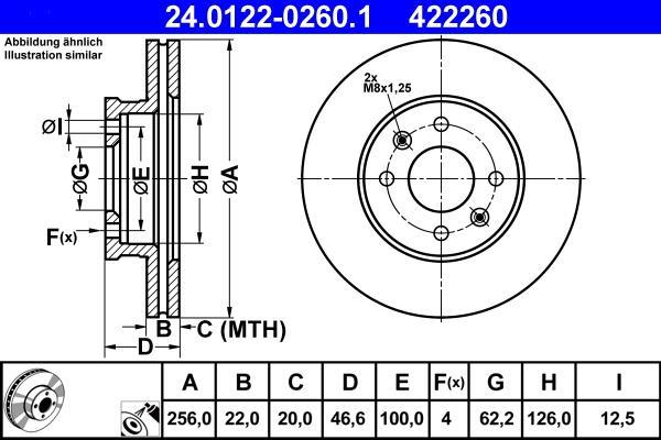 Disques de frein ATE ref. 24.0122-0260.1