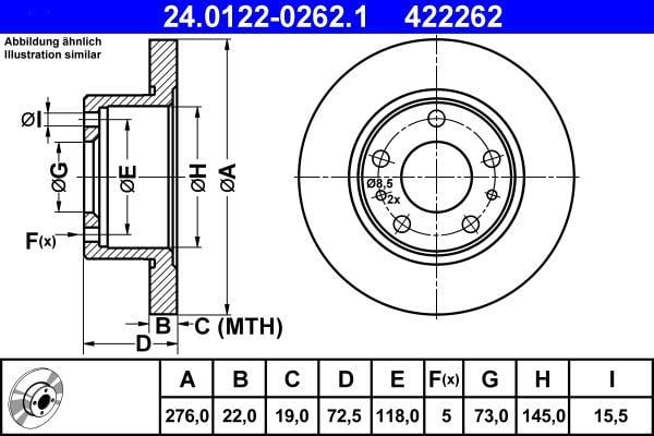 Disques de frein ATE ref. 24.0122-0262.1