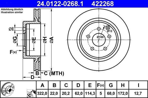 Disques de frein ATE ref. 24.0122-0268.1
