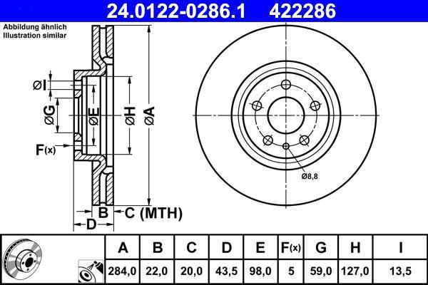 Disques de frein ATE ref. 24.0122-0286.1