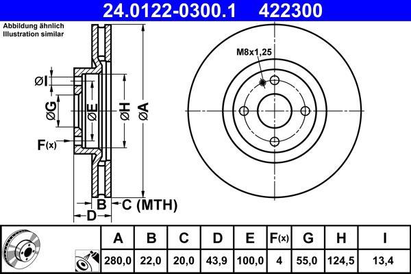 Disques de frein ATE ref. 24.0122-0300.1