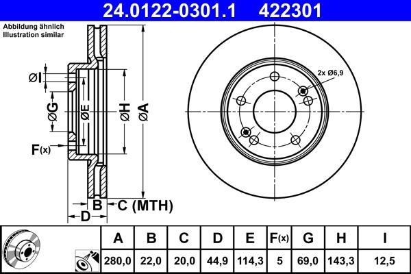 Disques de frein ATE ref. 24.0122-0301.1