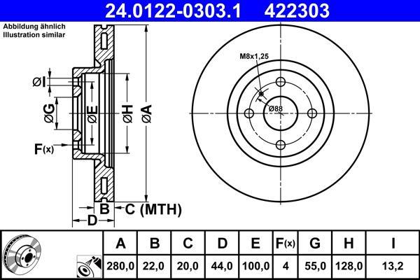 Disques de frein ATE 24.0122-0303.1