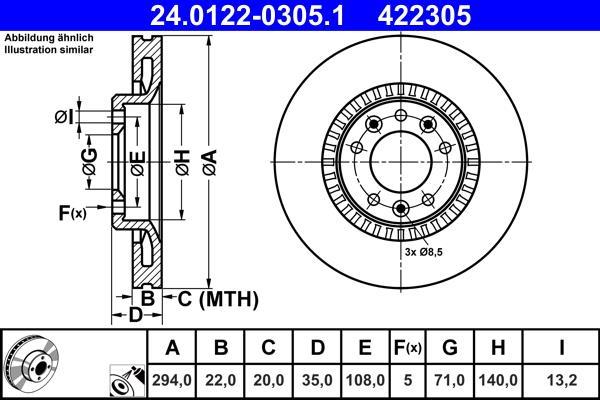 Disques de frein ATE ref. 24.0122-0305.1